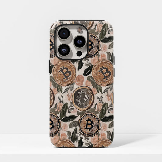 Double-Layer Semi-Handprinted Tough Matte BTC (Bitcoin) iPhone Case