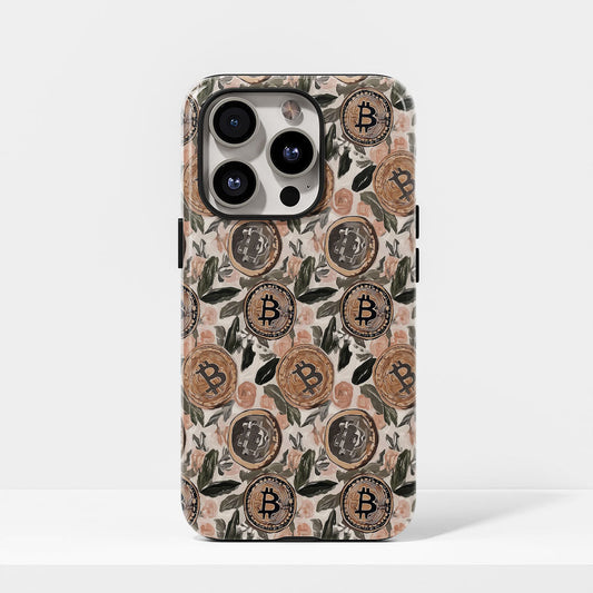 Double-Layer Semi-Handprinted Tough Matte BTC (Bitcoin) iPhone Case