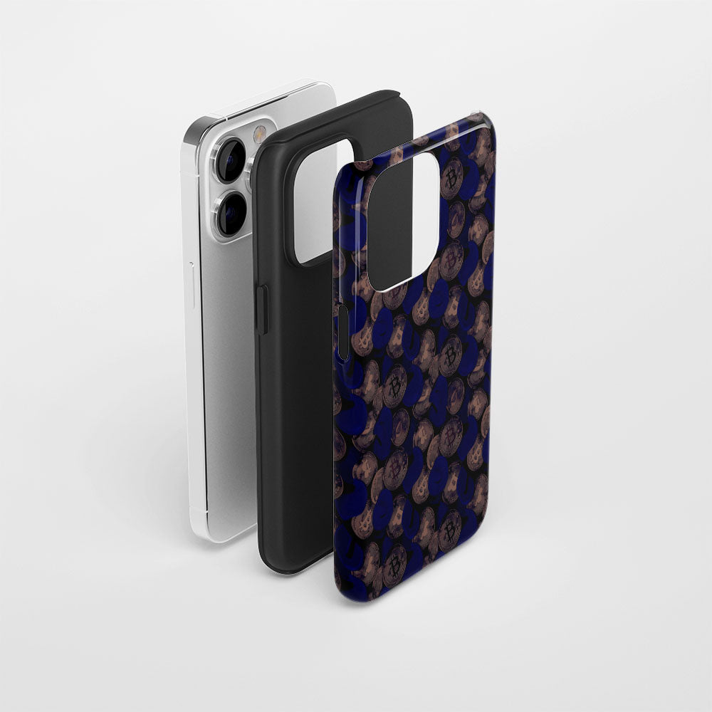 Double-Layer Semi-Handprinted Tough Matte BTC (Bitcoin) iPhone Case