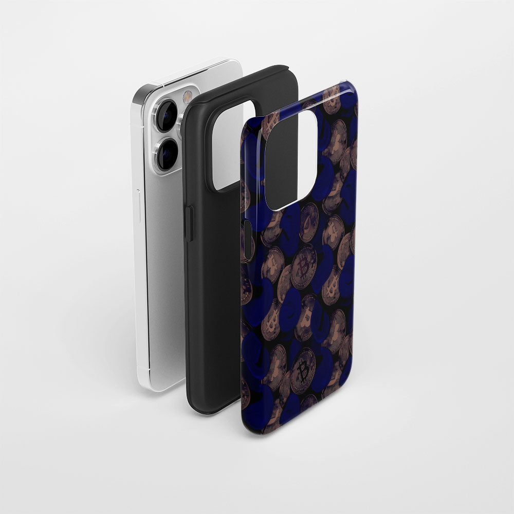 Double-Layer Semi-Handprinted Tough Matte BTC (Bitcoin) iPhone Case