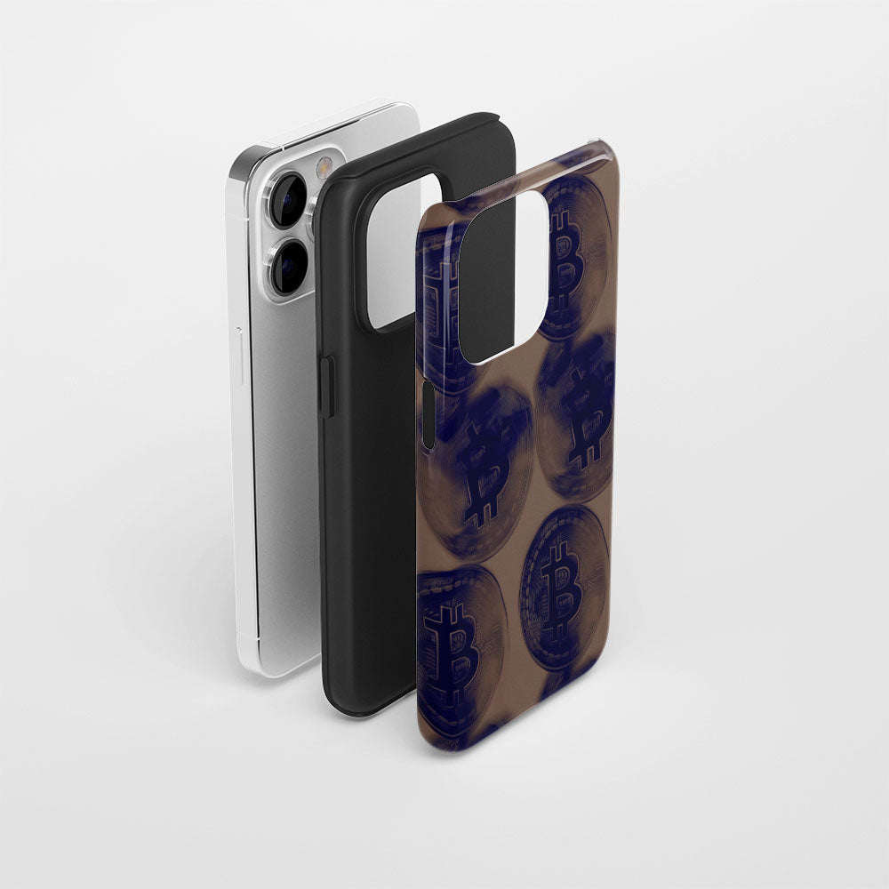 Double-Layer Semi-Handprinted Tough Matte BTC (Bitcoin) iPhone Case