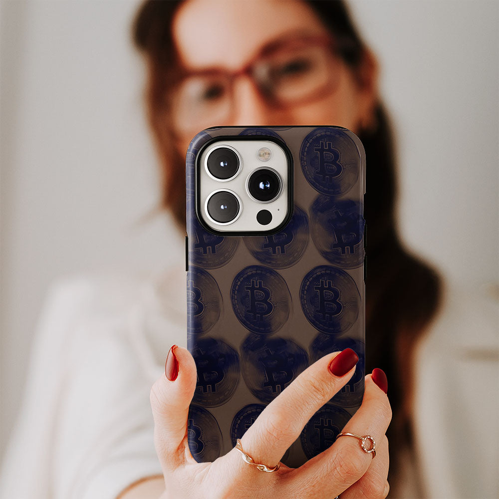 Double-Layer Semi-Handprinted Tough Matte BTC (Bitcoin) iPhone Case