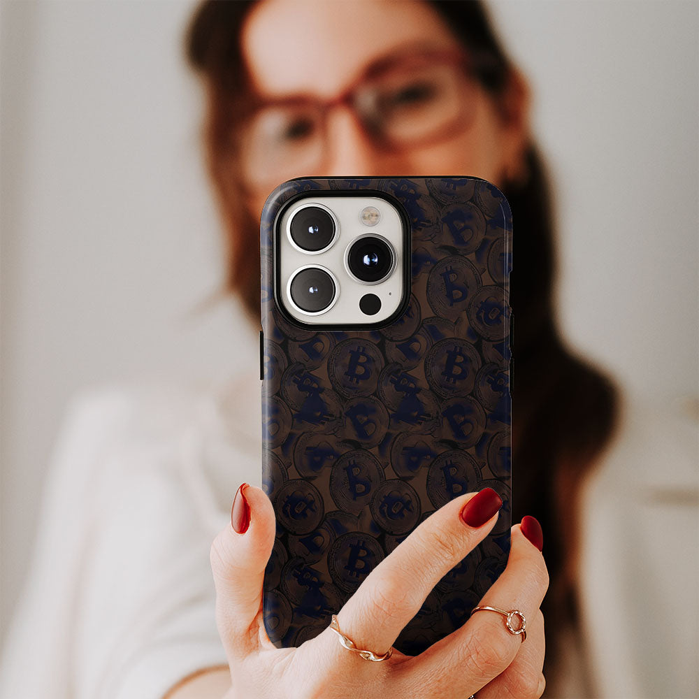 Double-Layer Semi-Handprinted Tough Matte BTC (Bitcoin) iPhone Case