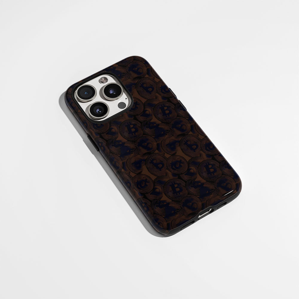 Double-Layer Semi-Handprinted Tough Matte BTC (Bitcoin) iPhone Case