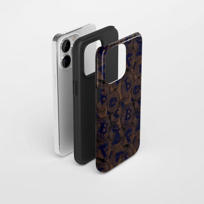 Double-Layer Semi-Handprinted Tough Matte BTC (Bitcoin) iPhone Case