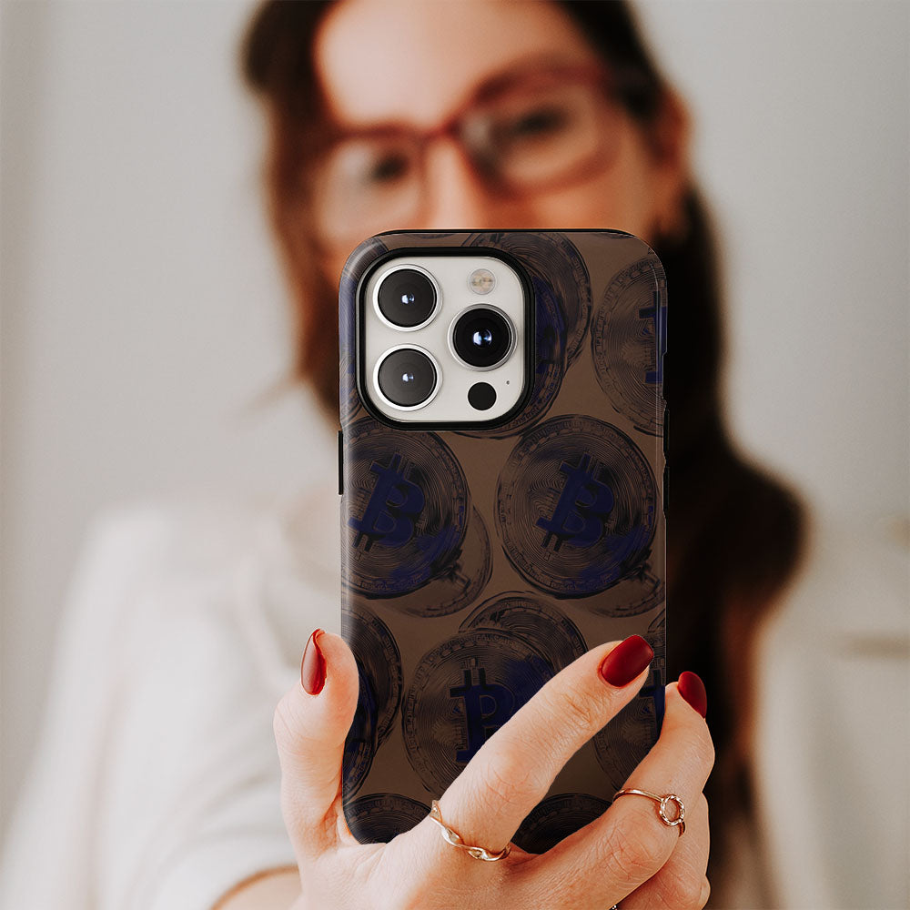 Double-Layer Semi-Handprinted Tough Matte BTC (Bitcoin) iPhone Case