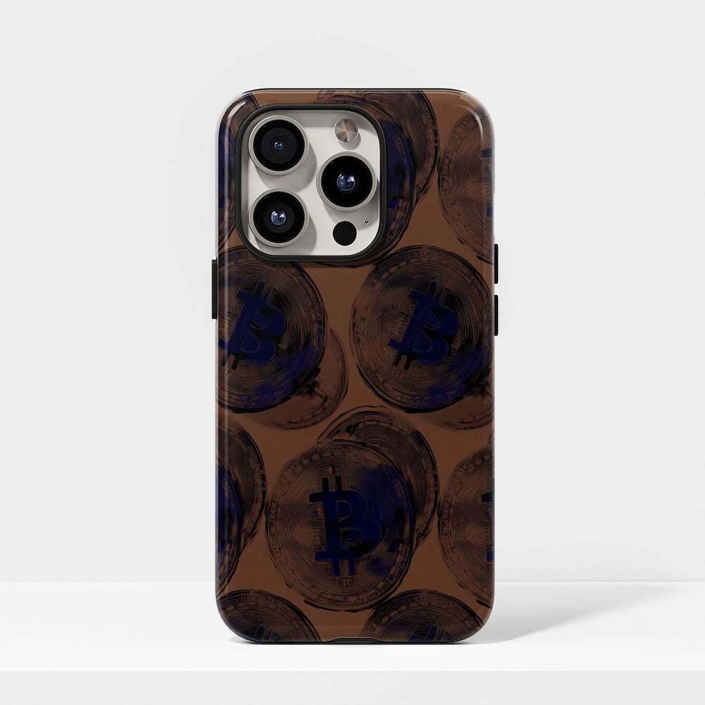 Double-Layer Semi-Handprinted Tough Matte BTC (Bitcoin) iPhone Case