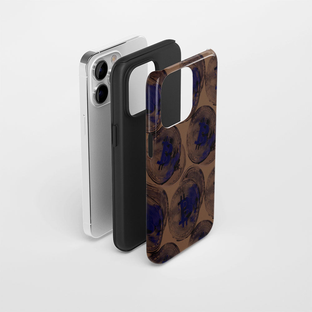 Double-Layer Semi-Handprinted Tough Matte BTC (Bitcoin) iPhone Case