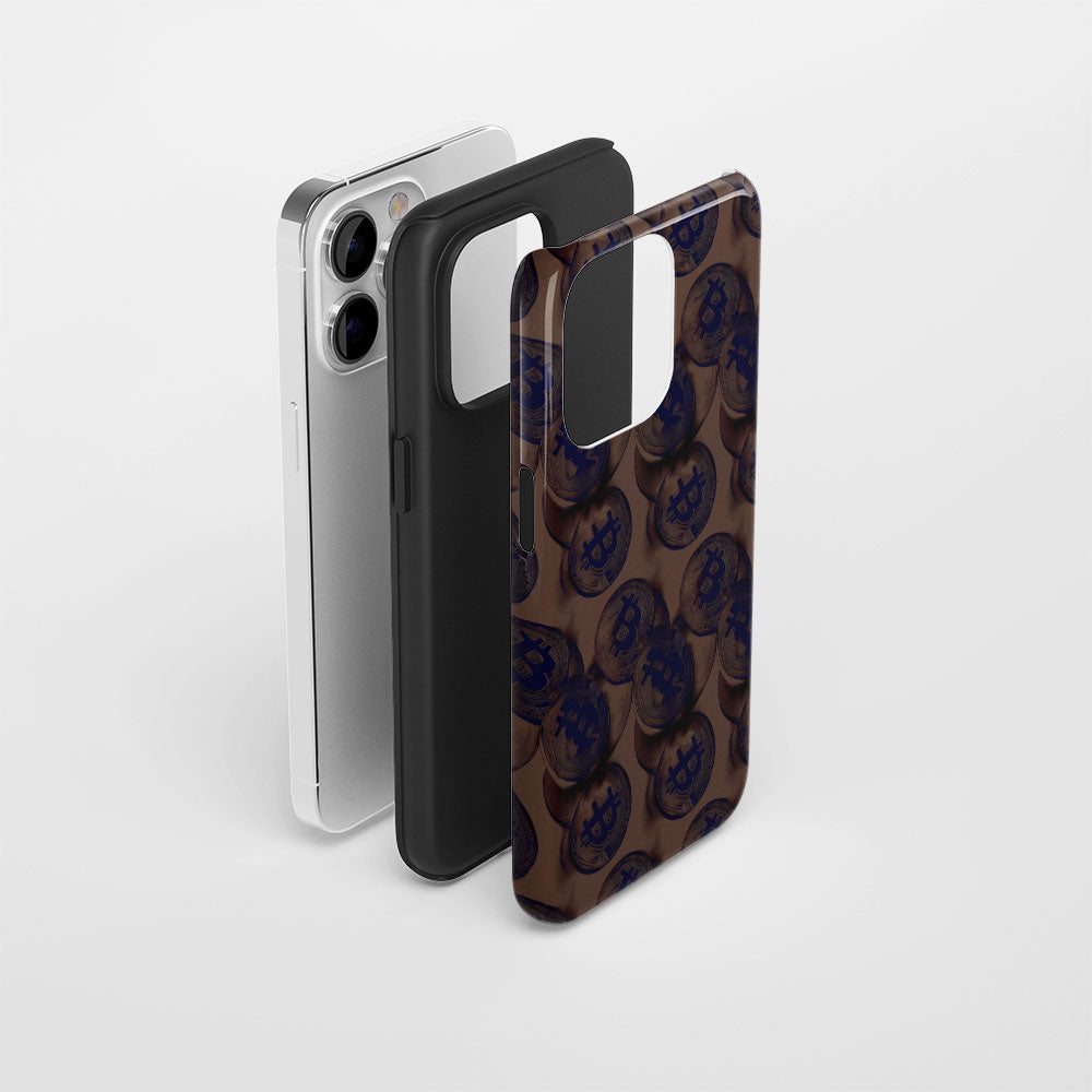 Double-Layer Semi-Handprinted Tough Matte BTC (Bitcoin) iPhone Case