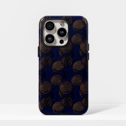 Double-Layer Semi-Handprinted Tough Matte BTC (Bitcoin) iPhone Case