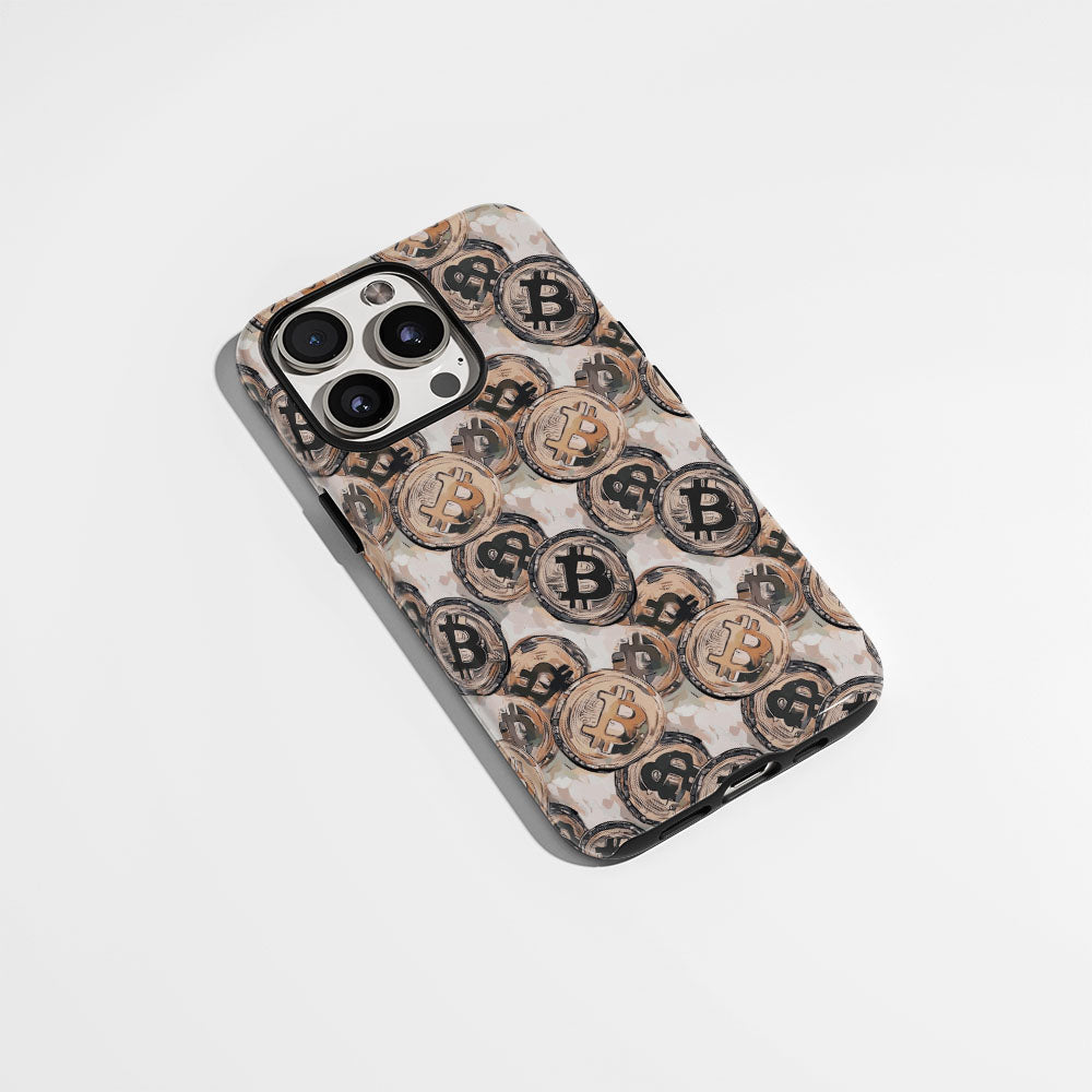 Double-Layer Semi-Handprinted Tough Matte BTC (Bitcoin) iPhone Case