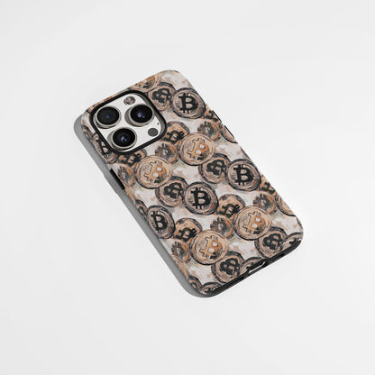 Double-Layer Semi-Handprinted Tough Matte BTC (Bitcoin) iPhone Case