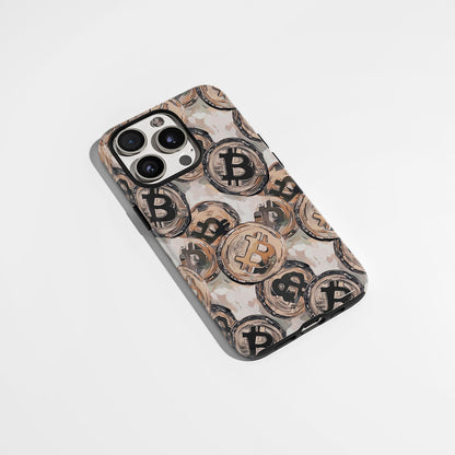 Double-Layer Semi-Handprinted Tough Matte BTC (Bitcoin) iPhone Case