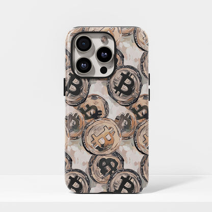 Double-Layer Semi-Handprinted Tough Matte BTC (Bitcoin) iPhone Case