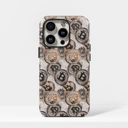 Double-Layer Semi-Handprinted Tough Matte BTC (Bitcoin) iPhone Case