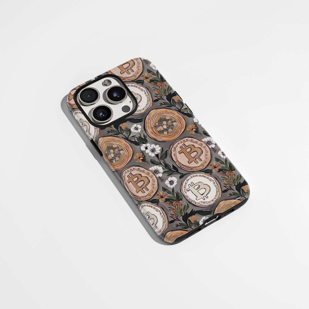 Double-Layer Semi-Handprinted Tough Matte BTC (Bitcoin) iPhone Case