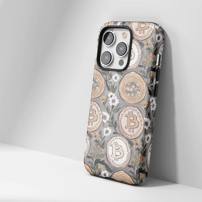 Double-Layer Semi-Handprinted Tough Matte BTC (Bitcoin) iPhone Case