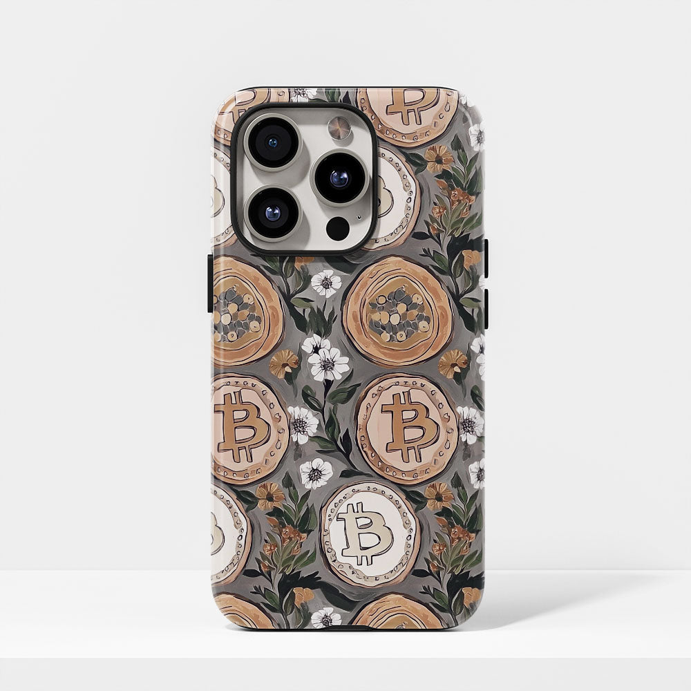 Double-Layer Semi-Handprinted Tough Matte BTC (Bitcoin) iPhone Case