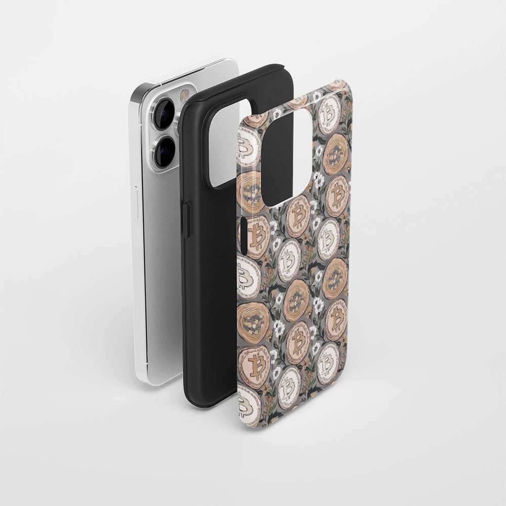 Double-Layer Semi-Handprinted Tough Matte BTC (Bitcoin) iPhone Case