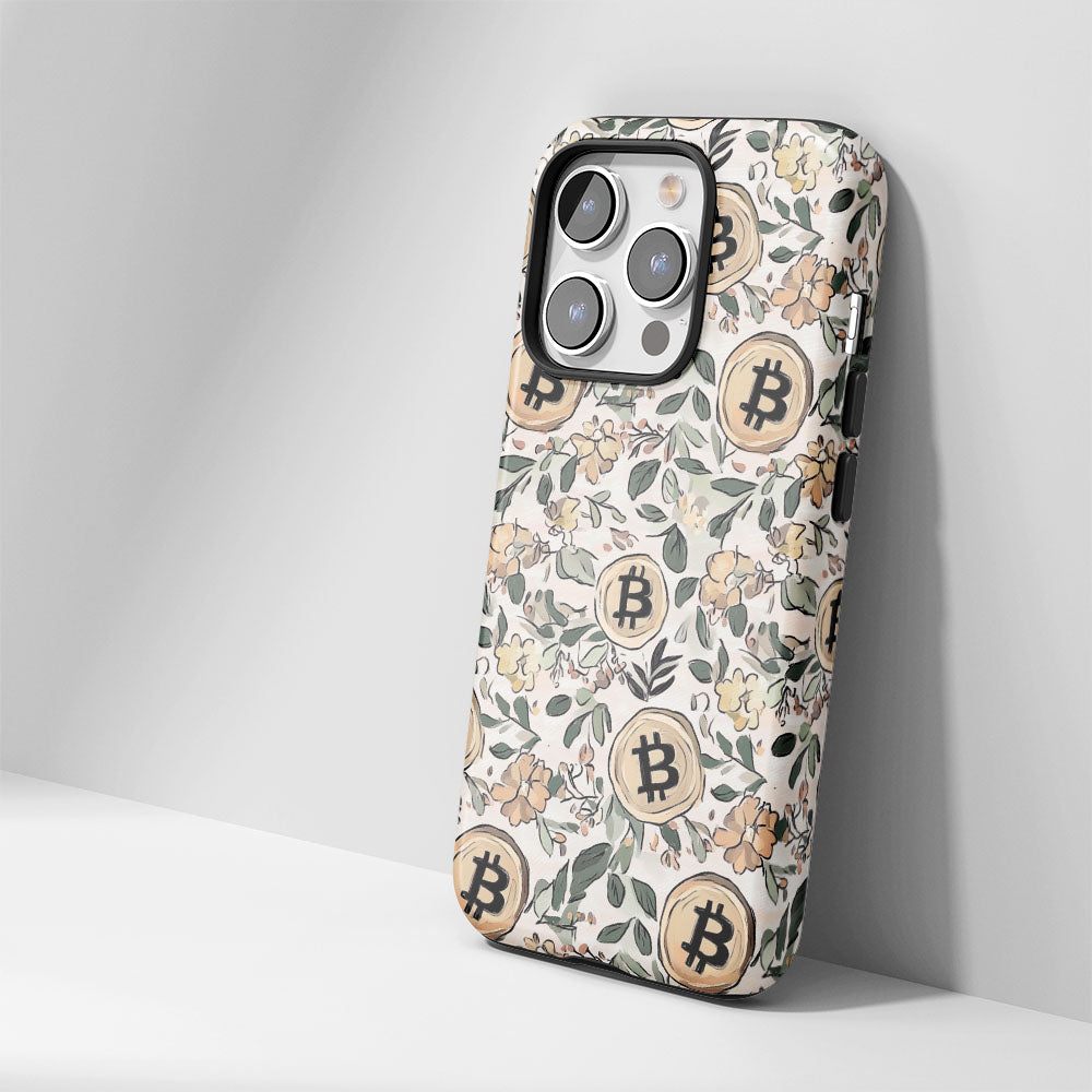 Double-Layer Semi-Handprinted Tough Matte BTC (Bitcoin) iPhone Case