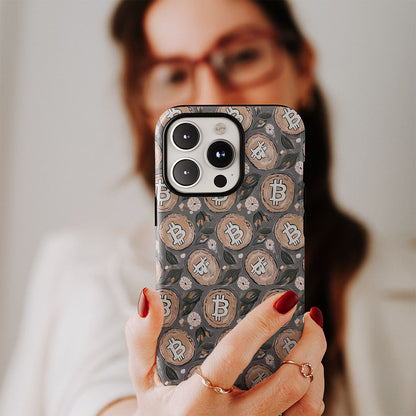 Double-Layer Semi-Handprinted Tough Matte BTC (Bitcoin) iPhone Case