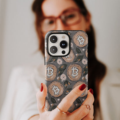 Double-Layer Semi-Handprinted Tough Matte BTC (Bitcoin) iPhone Case