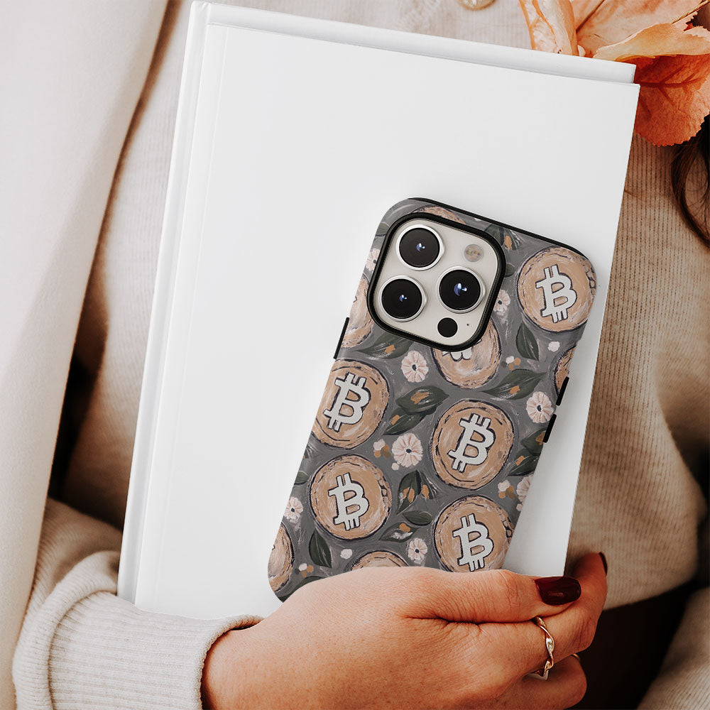 Double-Layer Semi-Handprinted Tough Matte BTC (Bitcoin) iPhone Case