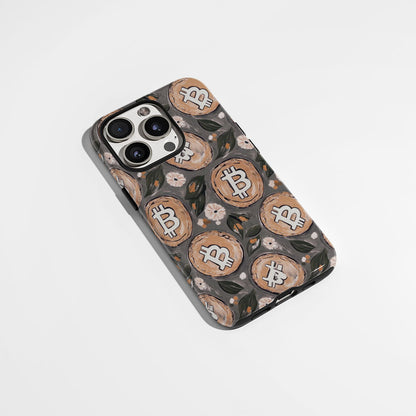 Double-Layer Semi-Handprinted Tough Matte BTC (Bitcoin) iPhone Case