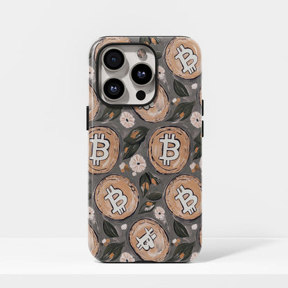 Double-Layer Semi-Handprinted Tough Matte BTC (Bitcoin) iPhone Case