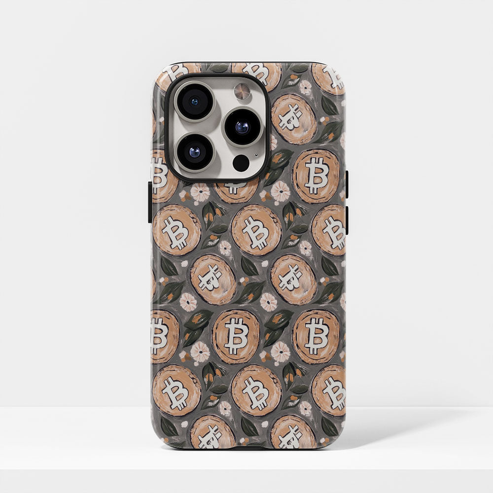 Double-Layer Semi-Handprinted Tough Matte BTC (Bitcoin) iPhone Case