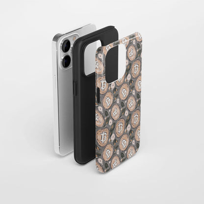 Double-Layer Semi-Handprinted Tough Matte BTC (Bitcoin) iPhone Case