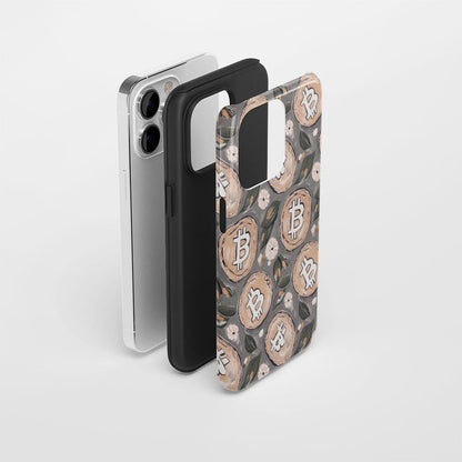 Double-Layer Semi-Handprinted Tough Matte BTC (Bitcoin) iPhone Case