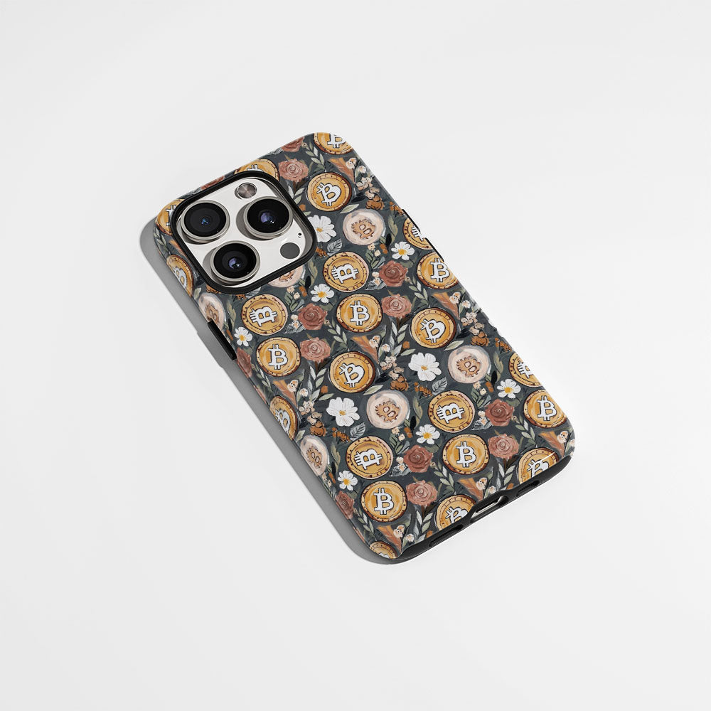 Double-Layer Semi-Handprinted Tough Matte BTC (Bitcoin) iPhone Case