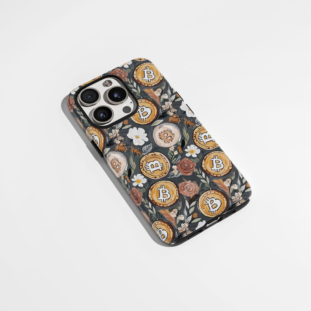 Double-Layer Semi-Handprinted Tough Matte BTC (Bitcoin) iPhone Case