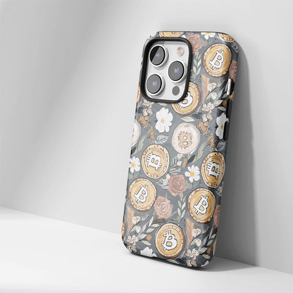 Double-Layer Semi-Handprinted Tough Matte BTC (Bitcoin) iPhone Case