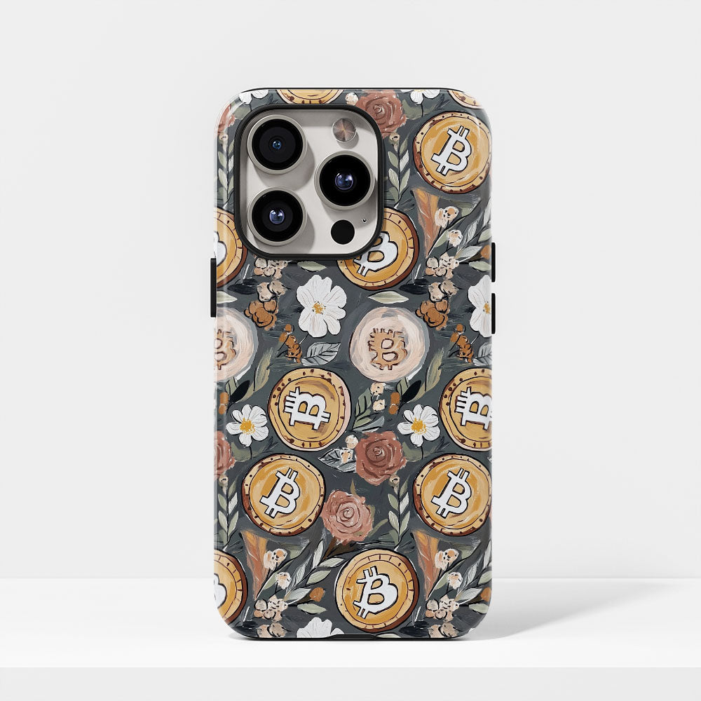 Double-Layer Semi-Handprinted Tough Matte BTC (Bitcoin) iPhone Case