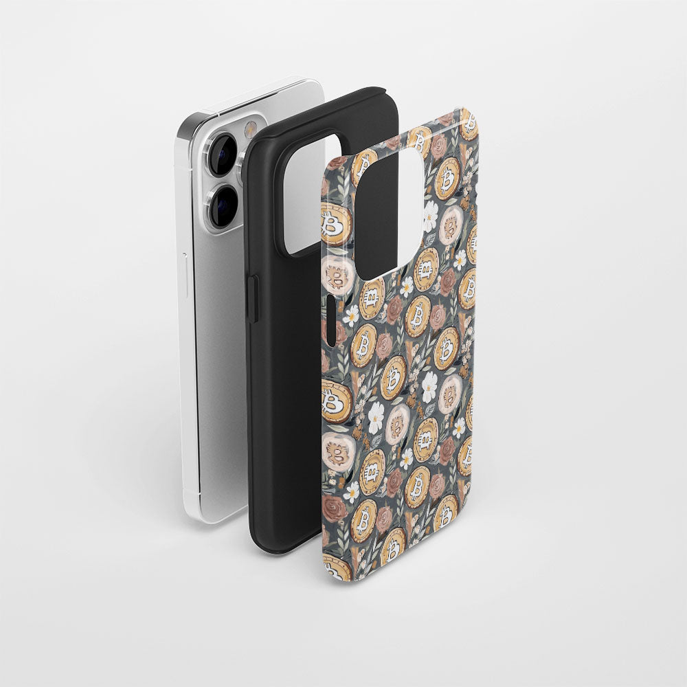 Double-Layer Semi-Handprinted Tough Matte BTC (Bitcoin) iPhone Case