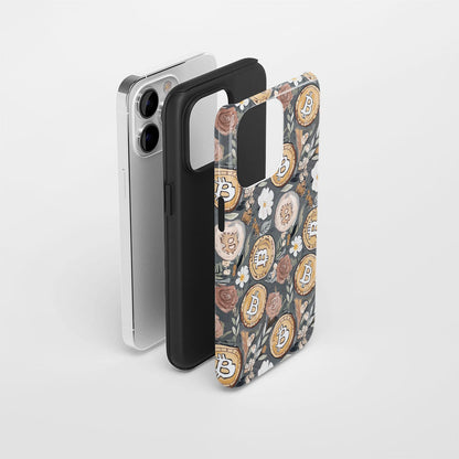 Double-Layer Semi-Handprinted Tough Matte BTC (Bitcoin) iPhone Case