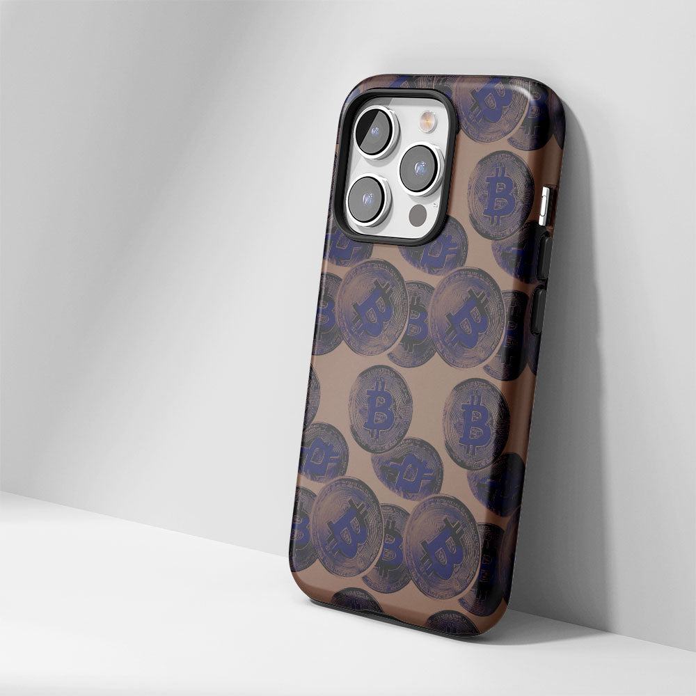 Double-Layer Semi-Handprinted Tough Matte BTC (Bitcoin) iPhone Case