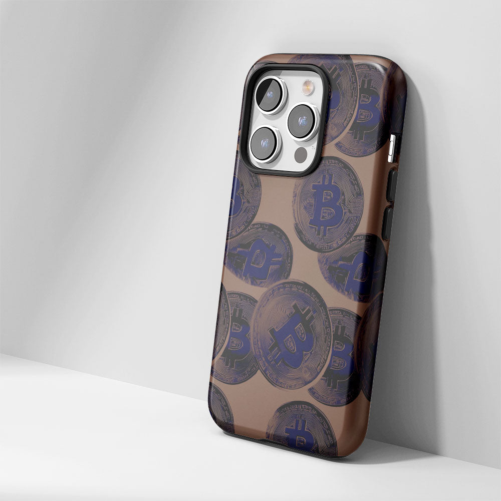 Double-Layer Semi-Handprinted Tough Matte BTC (Bitcoin) iPhone Case