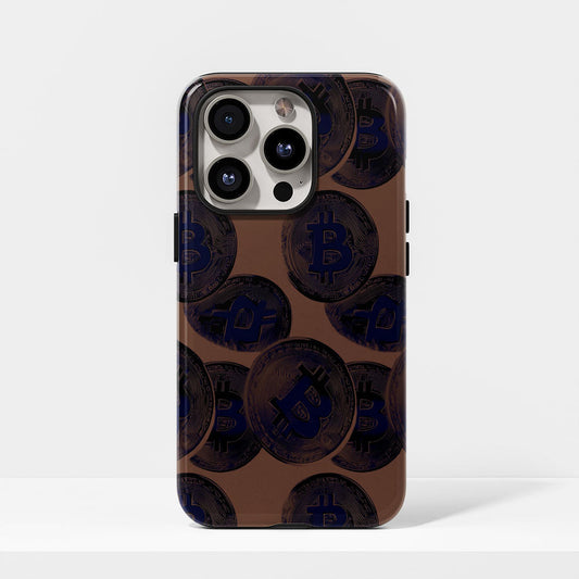 Double-Layer Semi-Handprinted Tough Matte BTC (Bitcoin) iPhone Case