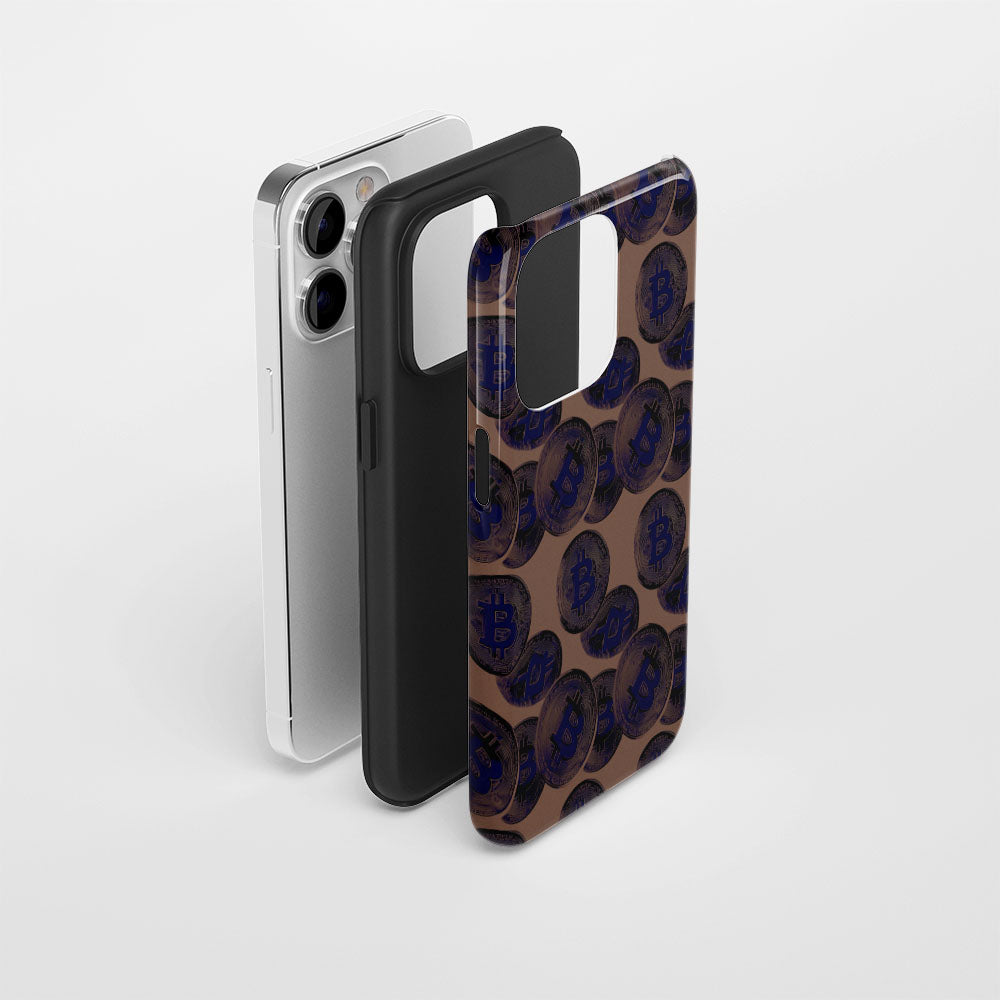 Double-Layer Semi-Handprinted Tough Matte BTC (Bitcoin) iPhone Case