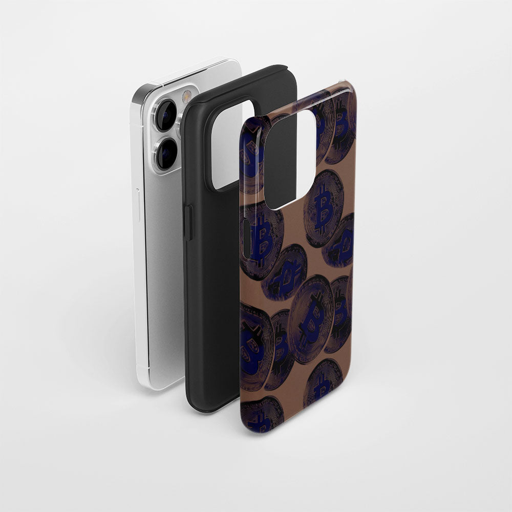 Double-Layer Semi-Handprinted Tough Matte BTC (Bitcoin) iPhone Case