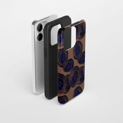 Double-Layer Semi-Handprinted Tough Matte BTC (Bitcoin) iPhone Case