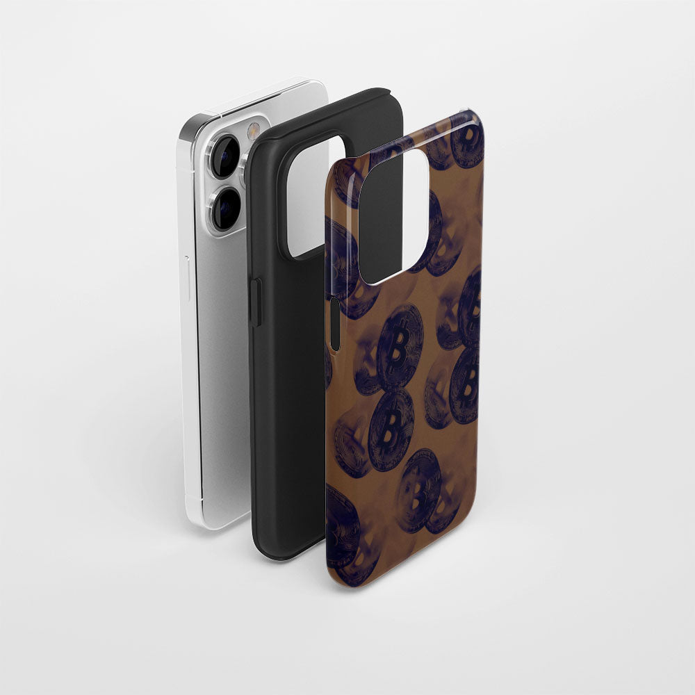 Double-Layer Semi-Handprinted Tough Matte BTC (Bitcoin) iPhone Case