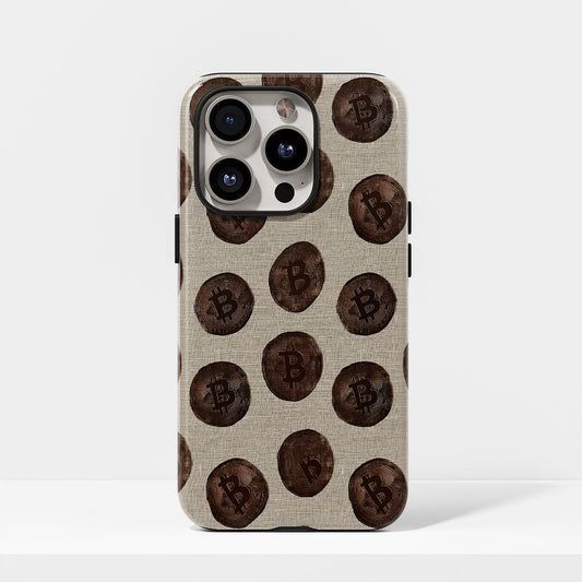 Double-Layer Semi-Handprinted Tough Matte BTC (Bitcoin) iPhone Case