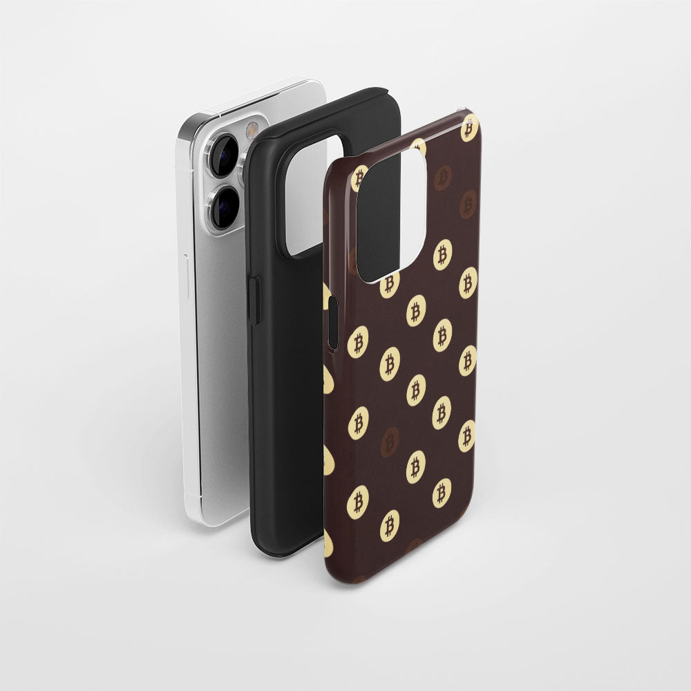 Double-Layer Semi-Handprinted Tough Matte BTC (Bitcoin) iPhone Case