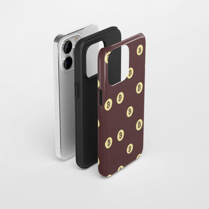 Double-Layer Semi-Handprinted Tough Matte BTC (Bitcoin) iPhone Case