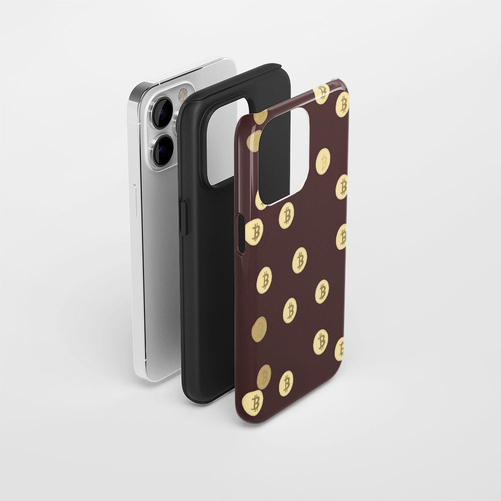 Double-Layer Semi-Handprinted Tough Matte BTC (Bitcoin) iPhone Case