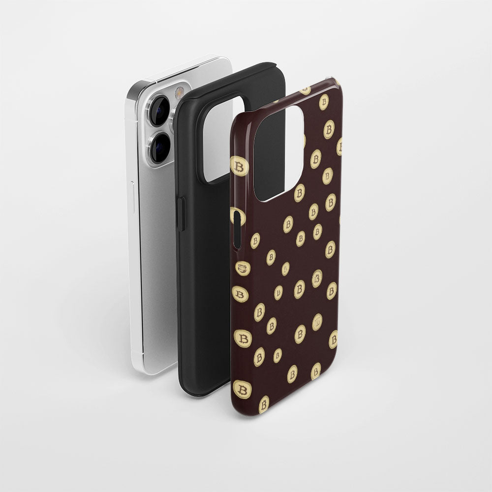 Double-Layer Semi-Handprinted Tough Matte BTC (Bitcoin) iPhone Case